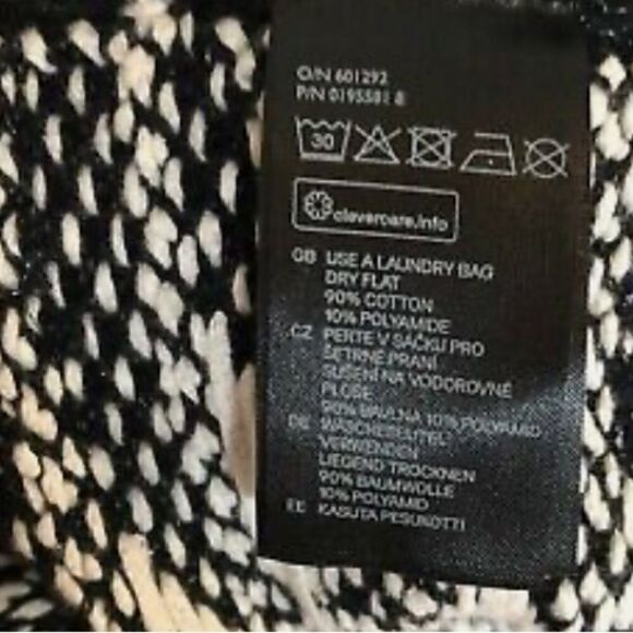 H&M GEO PATTERN OPEN FRONT BLACK & WHITE KNIT CARDIGAN SIZE M MEDIUM - Picture 12 of 12